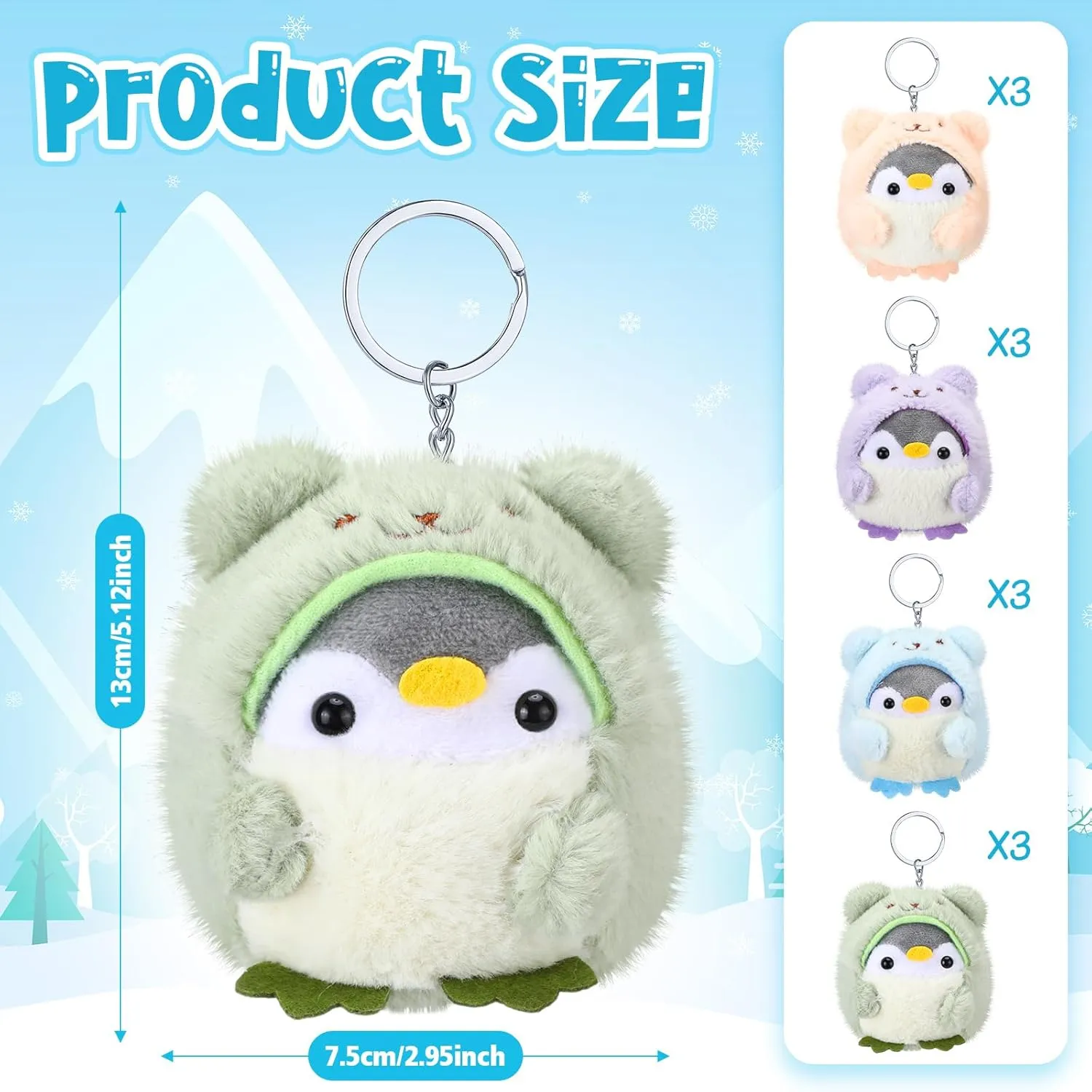 Kasyat 12 Pieces Mini Plush Penguin Stuffed Toys Animal, Cute Small Baby Penguin Stuffed Doll Keyholder Bag Pendant Birthday Party Favor Present for Mother's Day Boys Girls Gifts(Fresh Style)