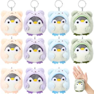 Kasyat 12 Pieces Mini Plush Penguin Stuffed Toys Animal, Cute Small Baby Penguin Stuffed Doll Keyholder Bag Pendant Birthday Party Favor Present for Mother's Day Boys Girls Gifts(Fresh Style)