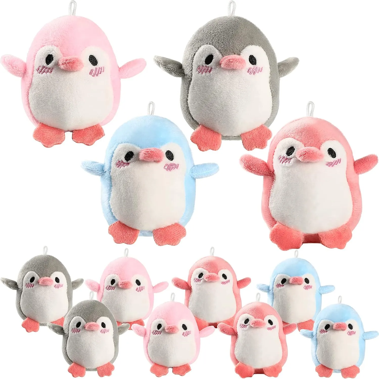 Kasyat 12 Pieces Mini Plush Penguin Stuffed Toys Animal, Cute Small Baby Penguin Stuffed Doll Keyholder Bag Pendant Birthday Party Favor Present for Mother's Day Boys Girls Gifts(Likable Style)