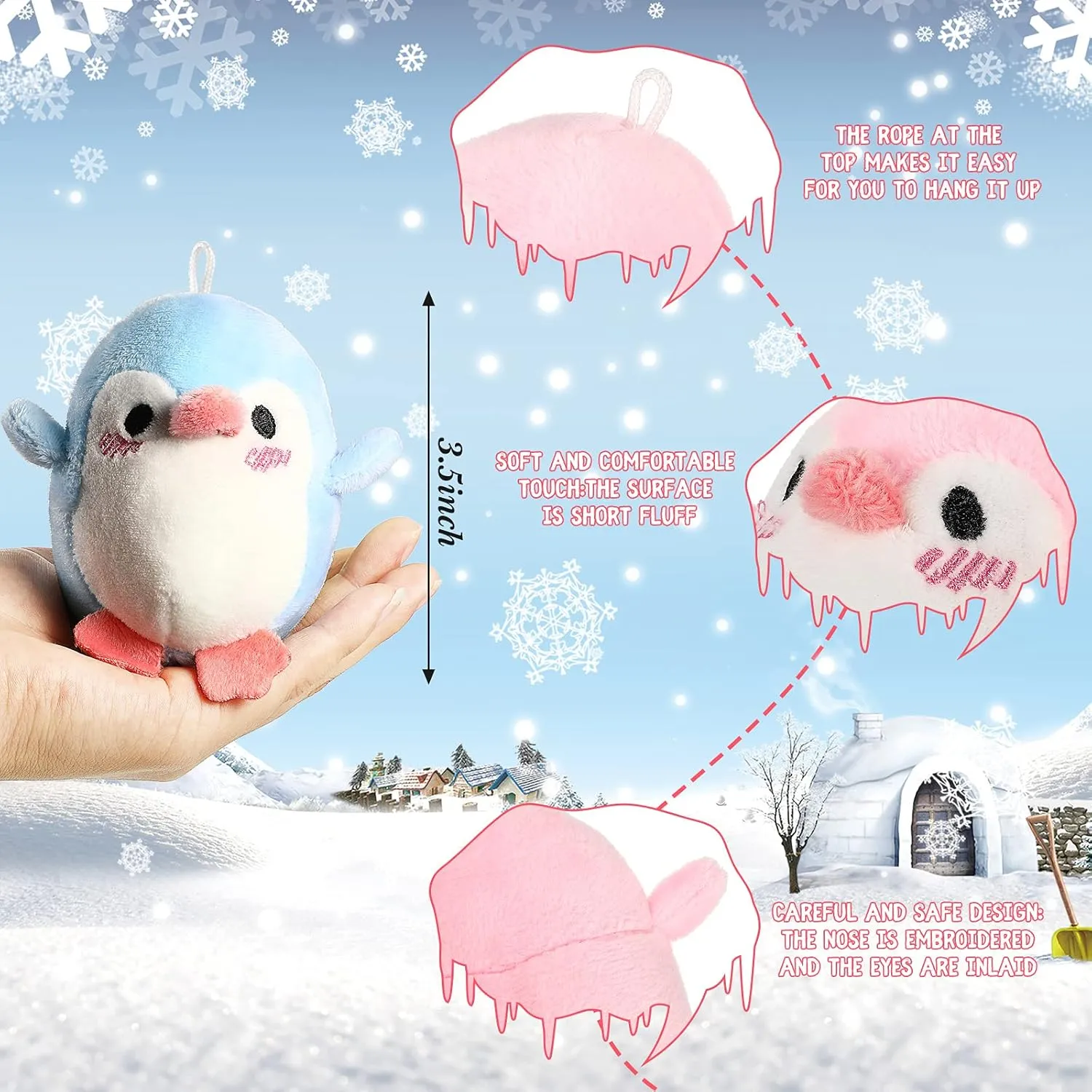 Kasyat 12 Pieces Mini Plush Penguin Stuffed Toys Animal, Cute Small Baby Penguin Stuffed Doll Keyholder Bag Pendant Birthday Party Favor Present for Mother's Day Boys Girls Gifts(Likable Style)