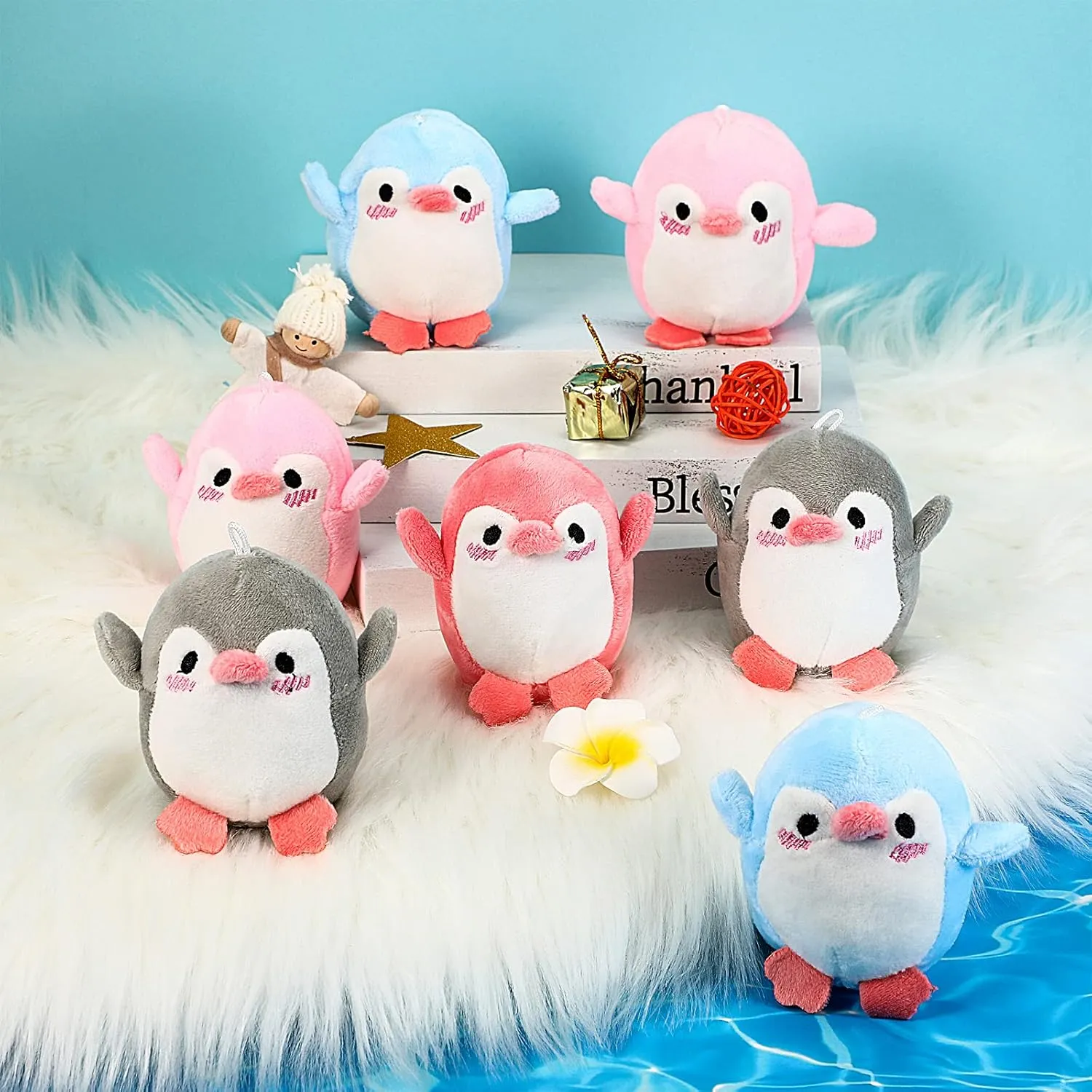 Kasyat 12 Pieces Mini Plush Penguin Stuffed Toys Animal, Cute Small Baby Penguin Stuffed Doll Keyholder Bag Pendant Birthday Party Favor Present for Mother's Day Boys Girls Gifts(Likable Style)
