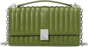 kate spade new york Deco Quilted Leather Mini Flap Chain Crossbody, Jungle Vine