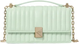 kate spade new york Deco Quilted Leather Mini Flap Chain Crossbody, Pistachio Ice