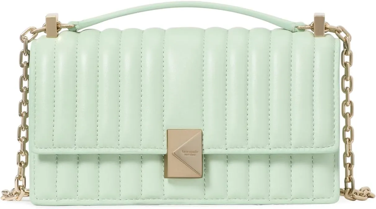 kate spade new york Deco Quilted Leather Mini Flap Chain Crossbody, Pistachio Ice