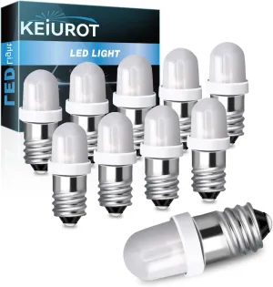 Keiurot E10 Led Bulb Flashlight Bulbs E10 Mini Led Bulb 3V 3.8V 4.5V DC/AC for Physical Electrical Experiment,Magnifying Glass,Slide Viewers,Microscope lamp White,10Pack
