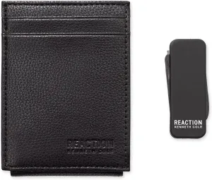 Kenneth Cole REACTION Men's Slim Magnetic Front Pocket Wallet with Dual Money Clip Tool Set, Black, One size