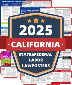 KERMENG 2025 California State and Federal Labor Laws Poster - English & Spanish Combo - OSHA Workplace Compliant - UV Waterproof Laminated 24" x 36" - Mandatory Regulations Posting for Employees