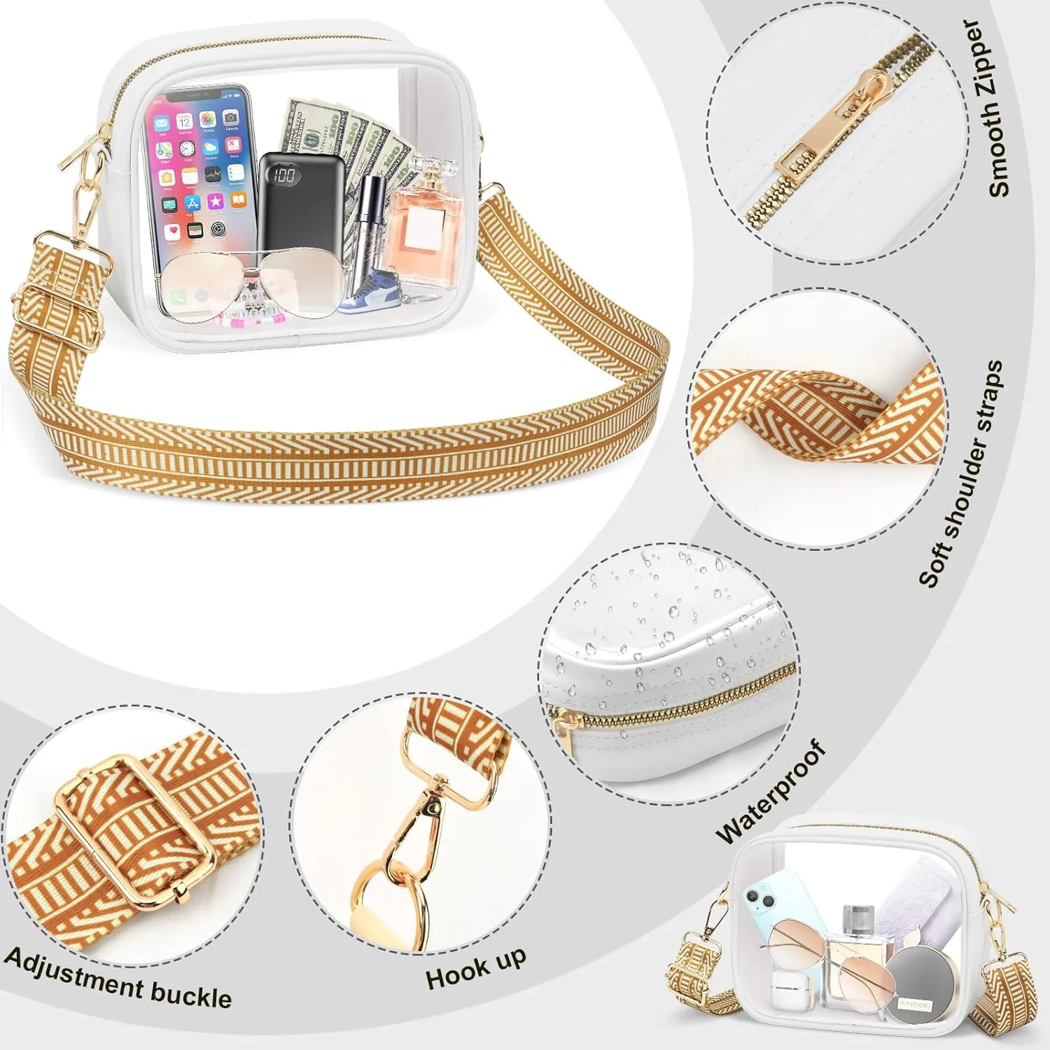 KETIEE Clear Crossbody Bag, Stadium Approved Clear Purse Bag for Concerts Sports Events Festivals