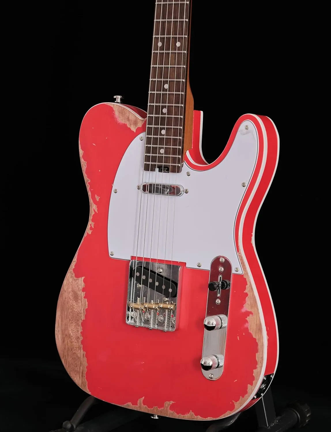 KGD Relic electric guitar, mahogany body, carbonized maple neck, rosewood fretboard, 6-string solidbody electric guitar, S-S pickupsbrass barrel saddle bridge
