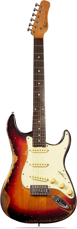KGD Relic Electric Guitar,Roasted Maple Neck and Rosewood fingerboard,Bone Nut,6-String Relic Guitar,Professional/Full Size/Electric Guitars for Adults
