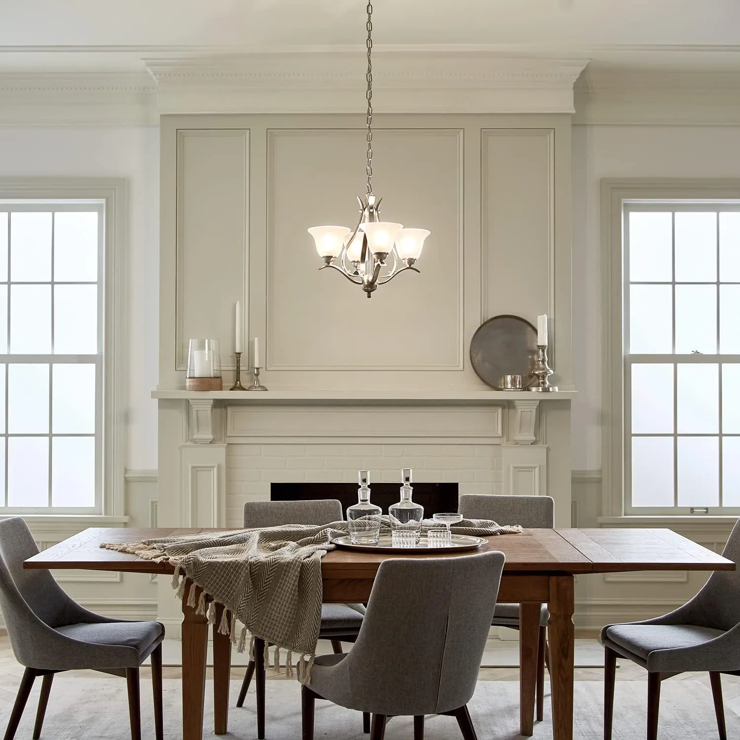Kichler 2019NI Dover Mini Chandelier 4-Light, Brushed Nickel