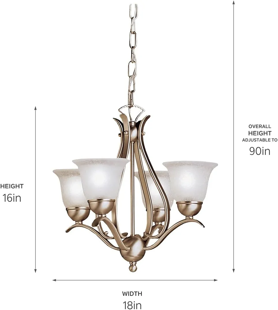 Kichler 2019NI Dover Mini Chandelier 4-Light, Brushed Nickel