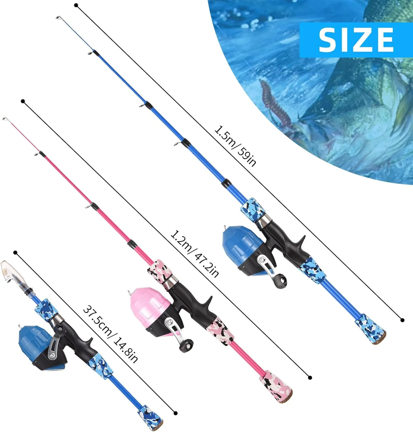 Kids Fishing Pole Telescopic Fishing Rod and Reel Combo Kit with Fishing Lures Fishing Lines Fishing Hooks