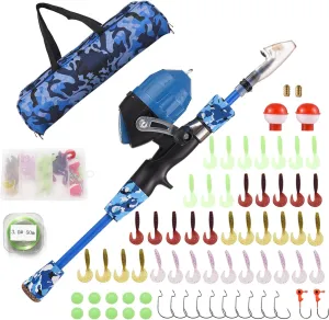 Kids Fishing Pole Telescopic Fishing Rod and Reel Combo Kit with Fishing Lures Fishing Lines Fishing Hooks