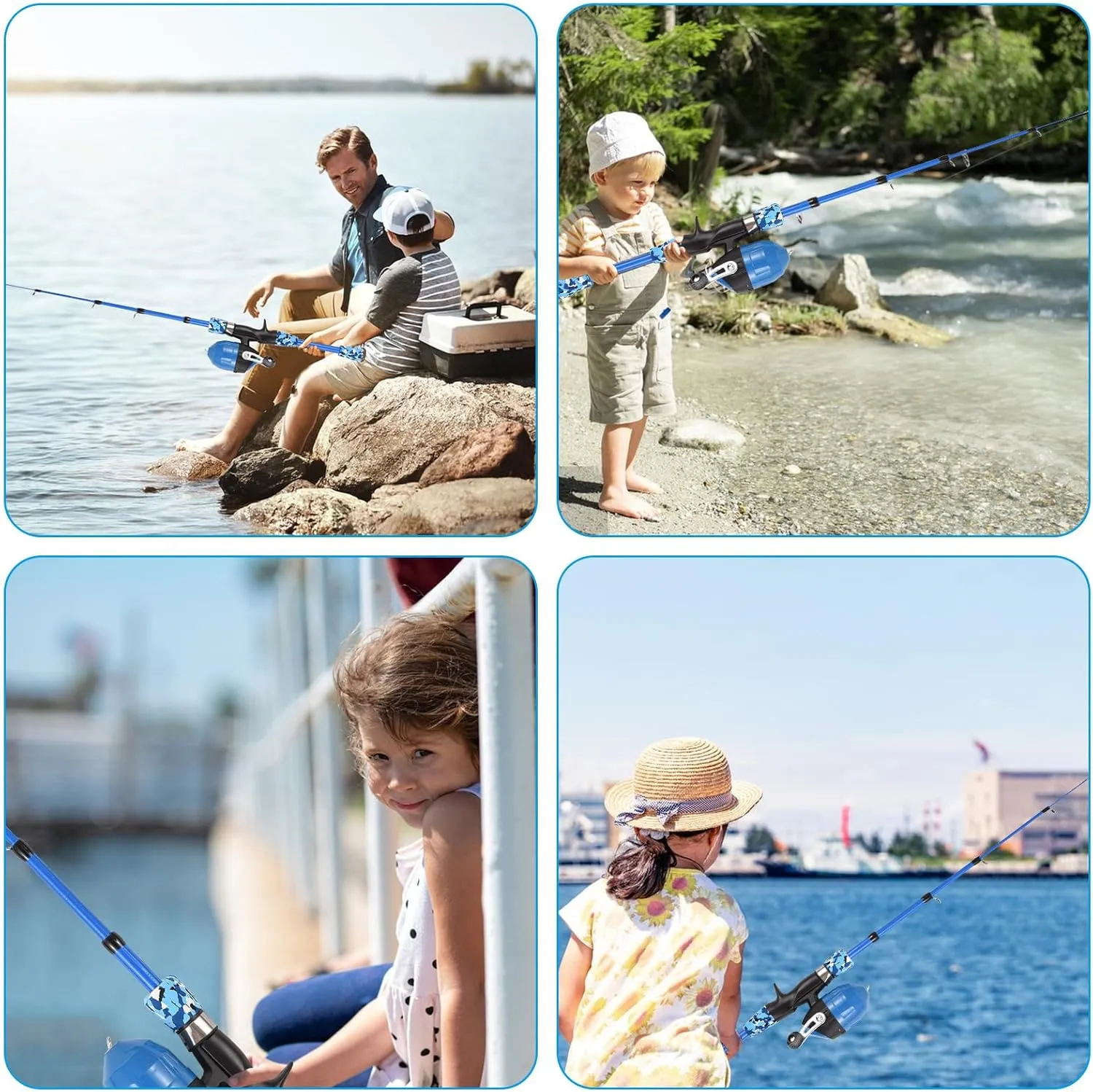 Kids Fishing Pole Telescopic Fishing Rod and Reel Combo Kit with Fishing Lures Fishing Lines Fishing Hooks