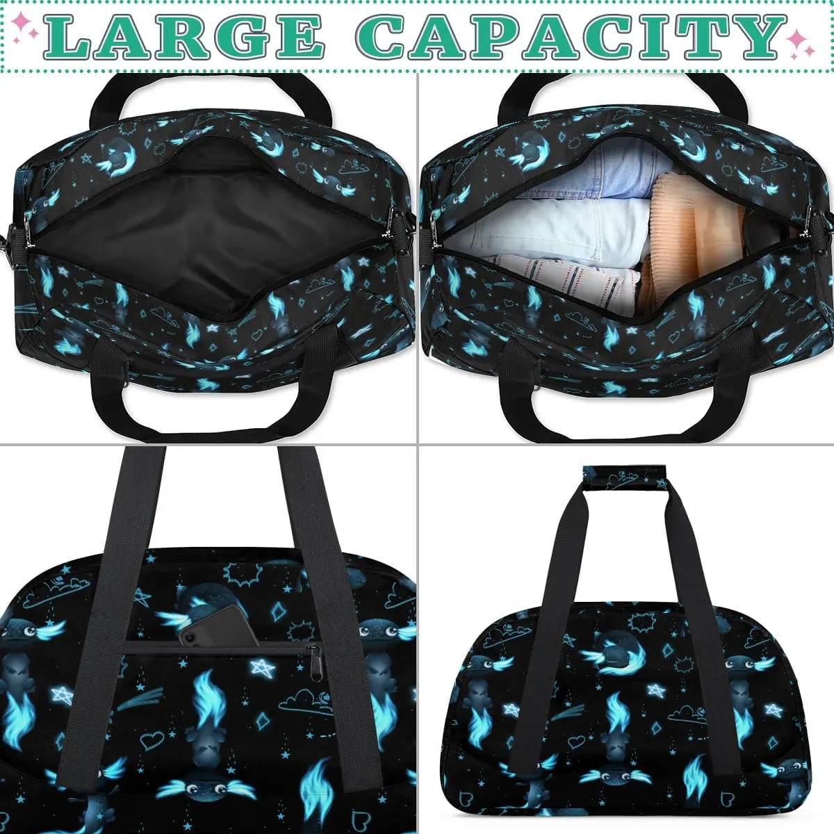 Kids Overnighter Duffel Bags for Boys Girls, Carry-On Size Sports Gym Bag for School Practice or Overnight Travel Weekender Sleepover Workout Tote Bag, Cute Axolotl