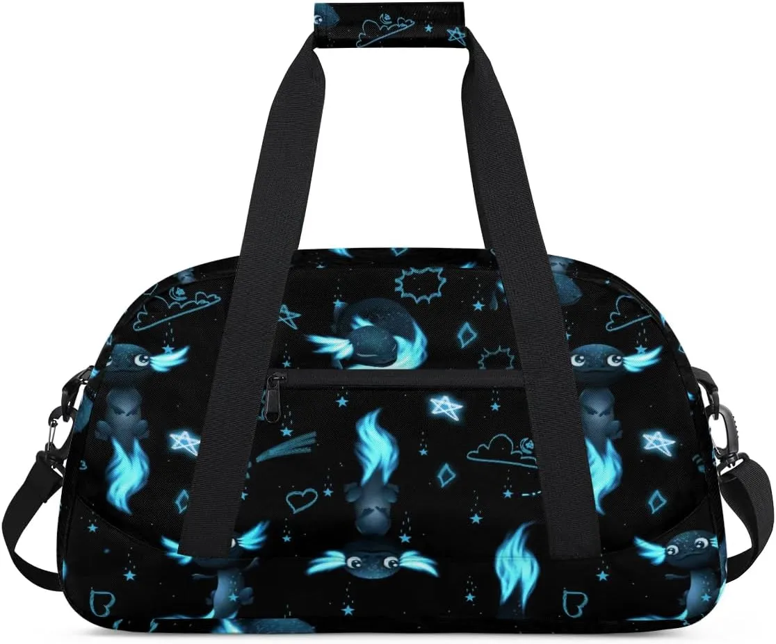 Kids Overnighter Duffel Bags for Boys Girls, Carry-On Size Sports Gym Bag for School Practice or Overnight Travel Weekender Sleepover Workout Tote Bag, Cute Axolotl