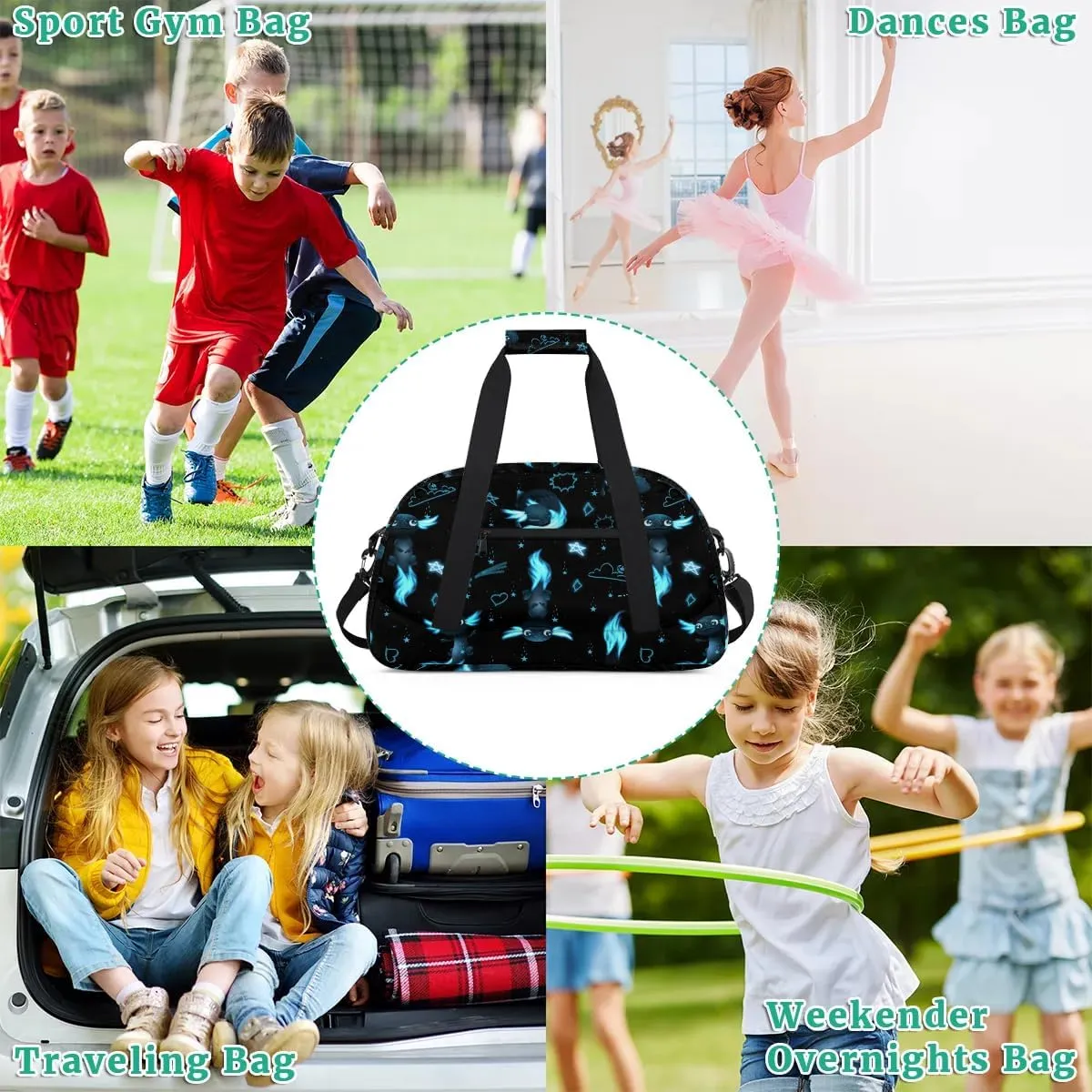 Kids Overnighter Duffel Bags for Boys Girls, Carry-On Size Sports Gym Bag for School Practice or Overnight Travel Weekender Sleepover Workout Tote Bag, Cute Axolotl