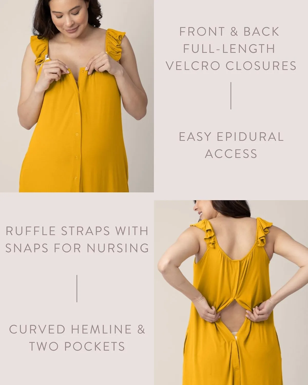 Kindred Bravely Ruffle Strap Labor and Delivery Gown | 3 In 1 Labor, Delivery, Nursing Gown for Hospital