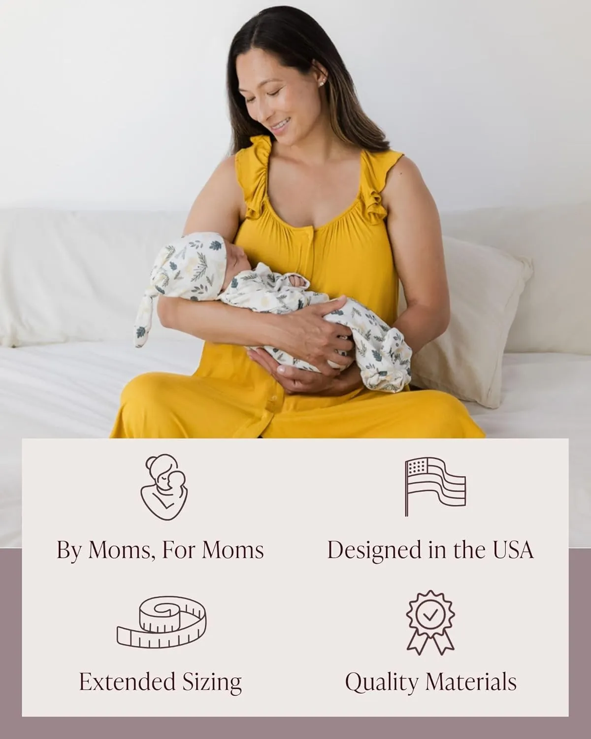 Kindred Bravely Ruffle Strap Labor and Delivery Gown | 3 In 1 Labor, Delivery, Nursing Gown for Hospital