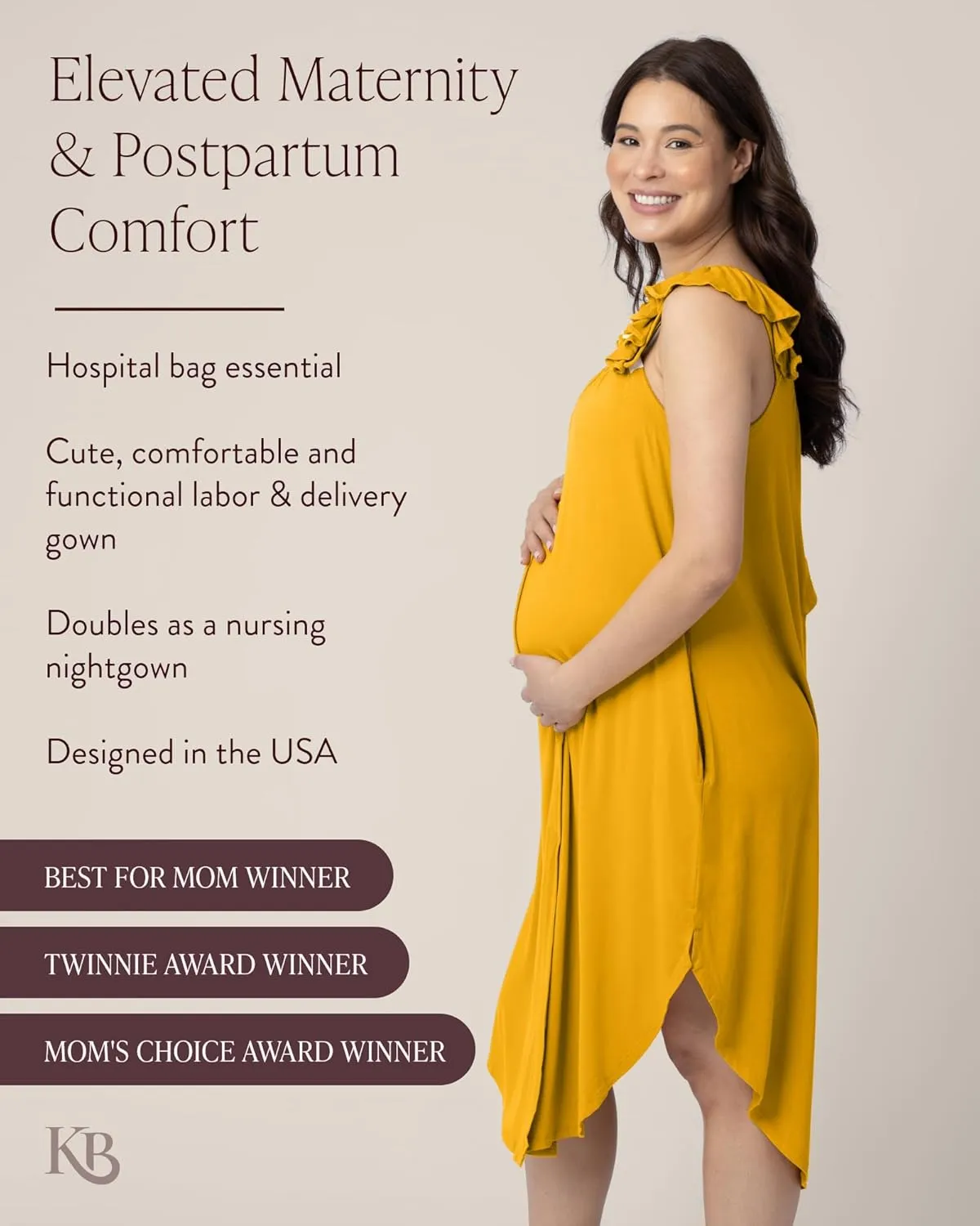 Kindred Bravely Ruffle Strap Labor and Delivery Gown | 3 In 1 Labor, Delivery, Nursing Gown for Hospital