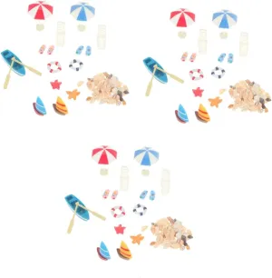 Kisangel 1 Set 13pcs Mini Beach Ornaments Resin Adornments Including Umbrella Slippers for Mini House Sandbox for Imagination and Collectible Crafts