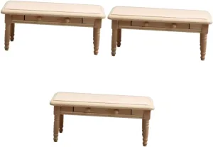 Kisangel 3pcs Dollhouse DIY Supply Wooden End Table for Miniature House Furnishing Decor Accessory Present