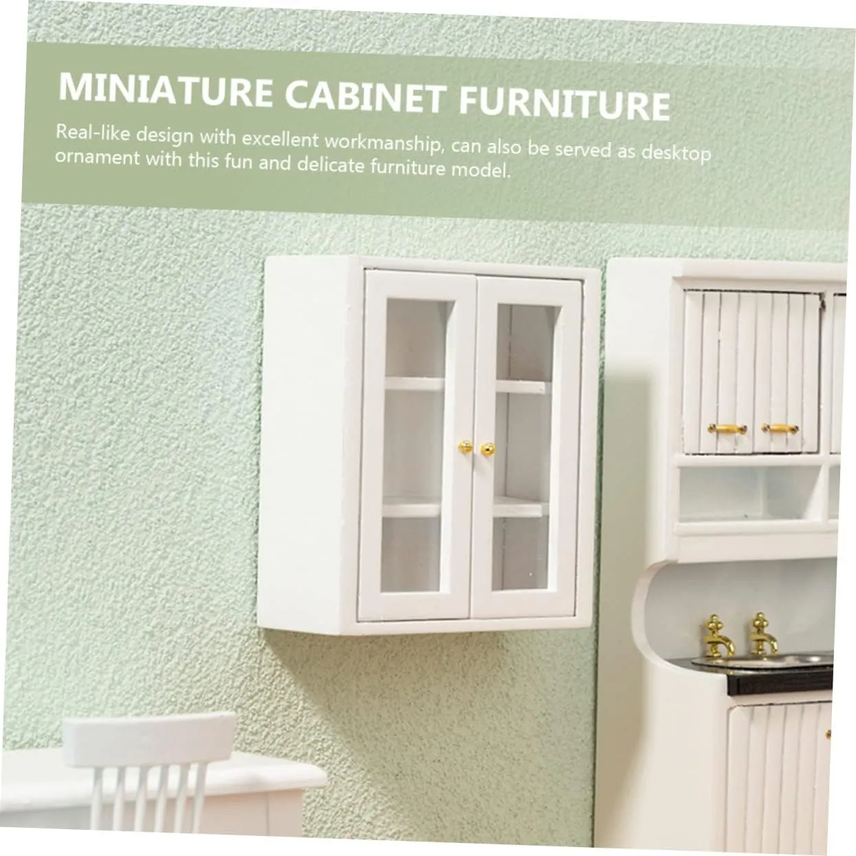 Kisangel 3pcs Scale Dollhouse Furniture Hanging Bath Cupboard Model for Micro Landscape Tiny House Decoration
