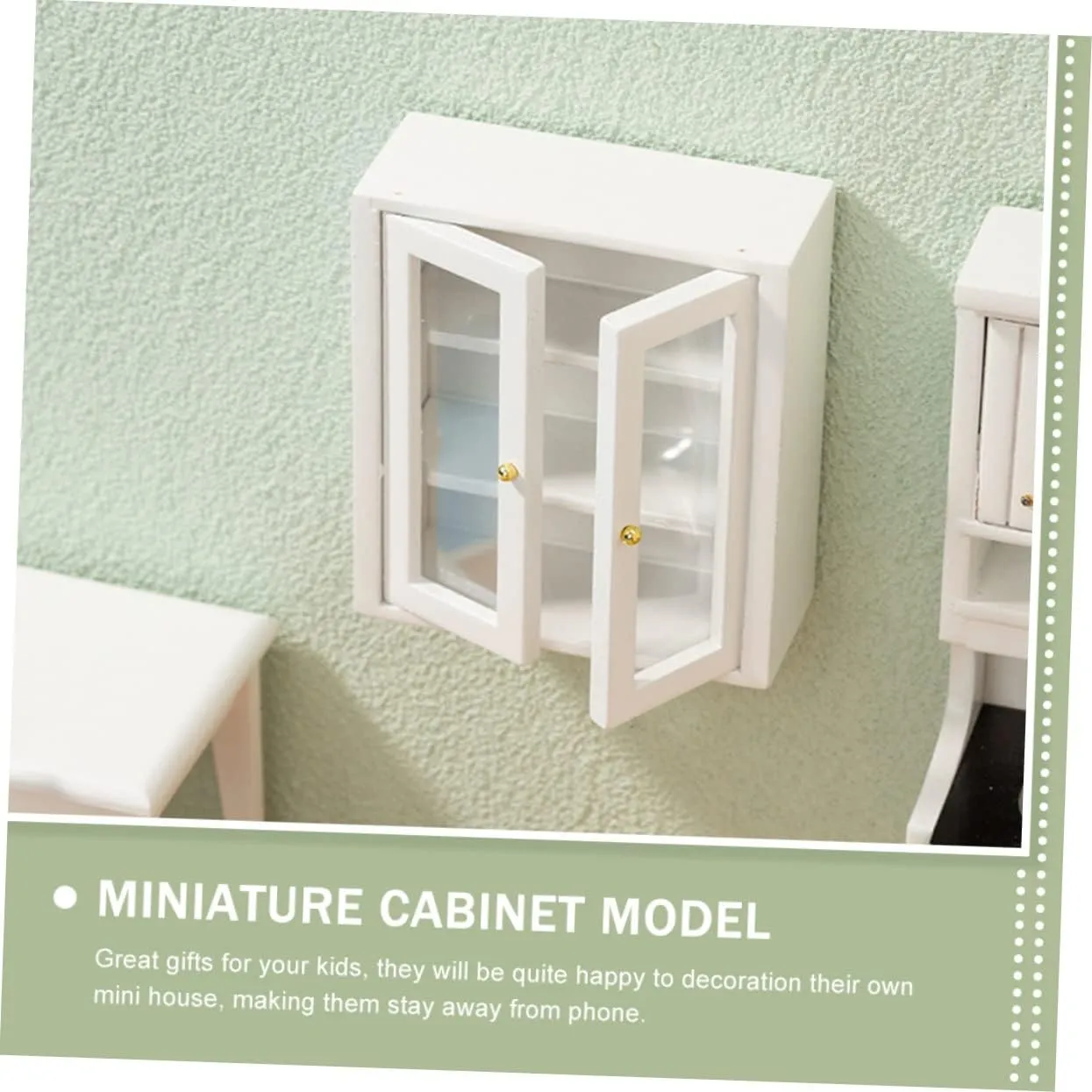Kisangel 3pcs Scale Dollhouse Furniture Hanging Bath Cupboard Model for Micro Landscape Tiny House Decoration