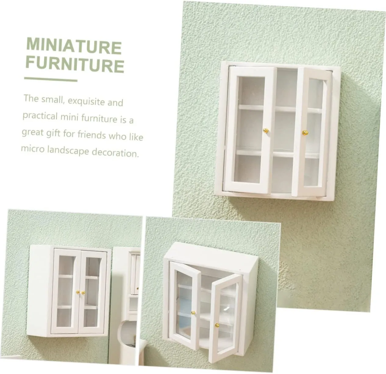 Kisangel 3pcs Scale Dollhouse Furniture Hanging Bath Cupboard Model for Micro Landscape Tiny House Decoration