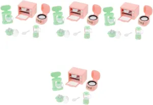 Kisangel 4sets Miniature Dollhouse Kitchen Appliance Rice Cooker Oven Juice Extractor Bright Color Classical Style for Dollhouse Decor Landscape Decoration Photography Props