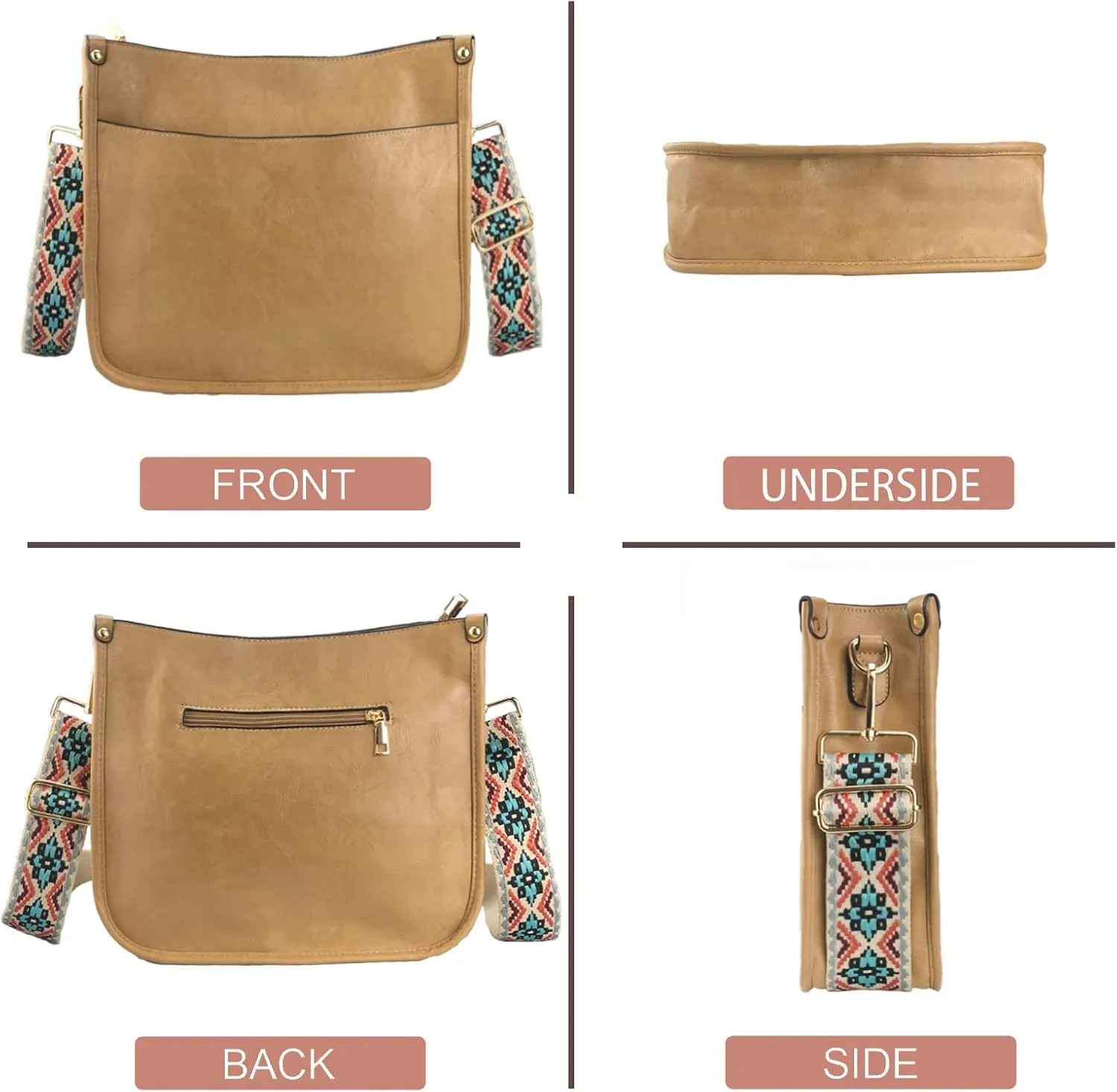 KlaOYer 2 Adjustable Strap Bag,Crossbody Bags Women,Guitar Strap Purse,Vegan Handbags Soft Shoulder Bag For Women