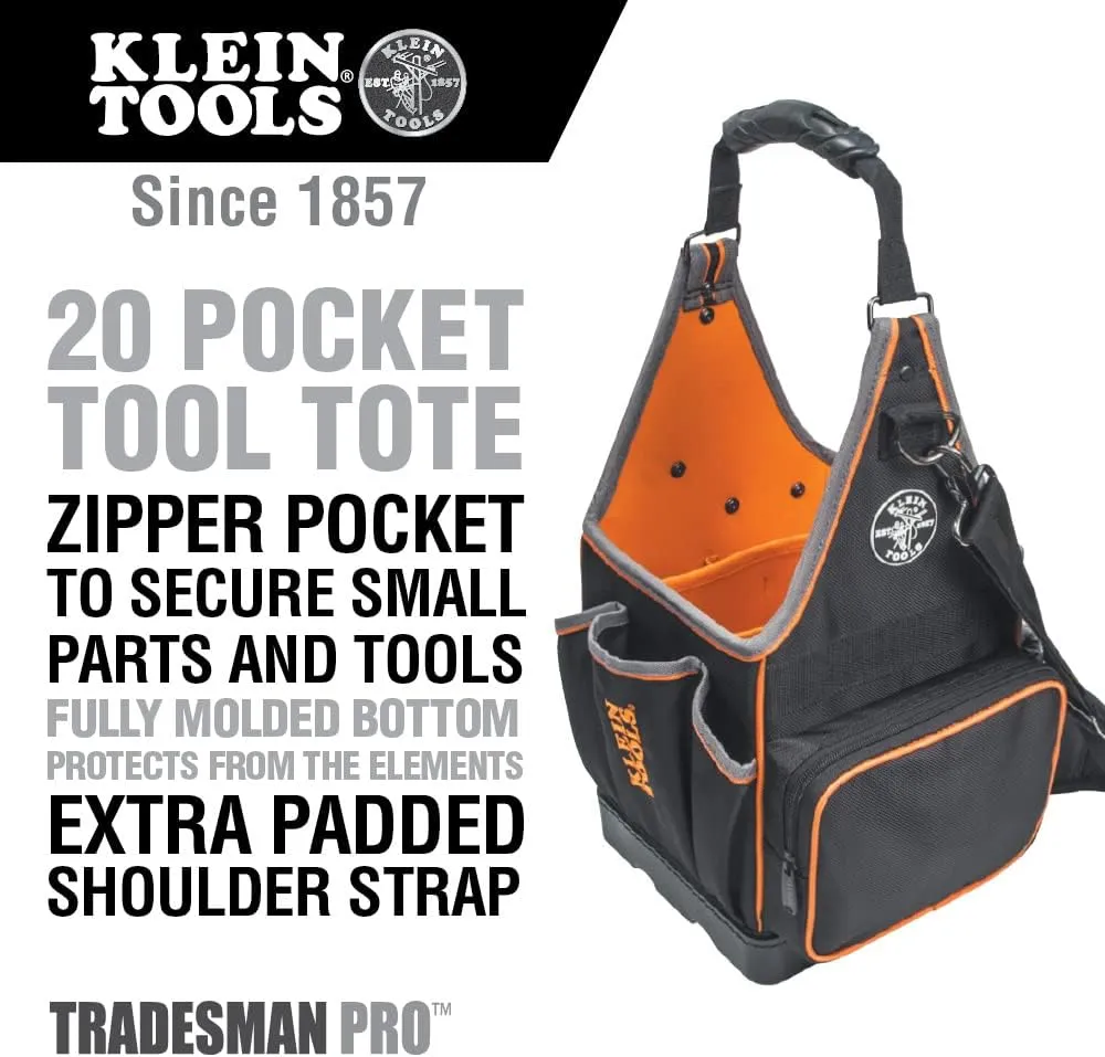 Klein Tools 80127 Tool Bag Kit features Tradesman Pro Tool Tote, 3 Pliers, 6 Screwdrivers and Demagnetizer / Magnetizer, 11-Piece