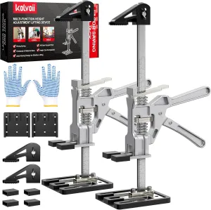 Kolvoii Labor Saving Arm Jack, 2 Pack Stainless Steel 15.6 Inch Construction Jack, Multi-Function Height Adjustment Hand Jacks for Lifting and Leveling, 10 Inch Lift Range