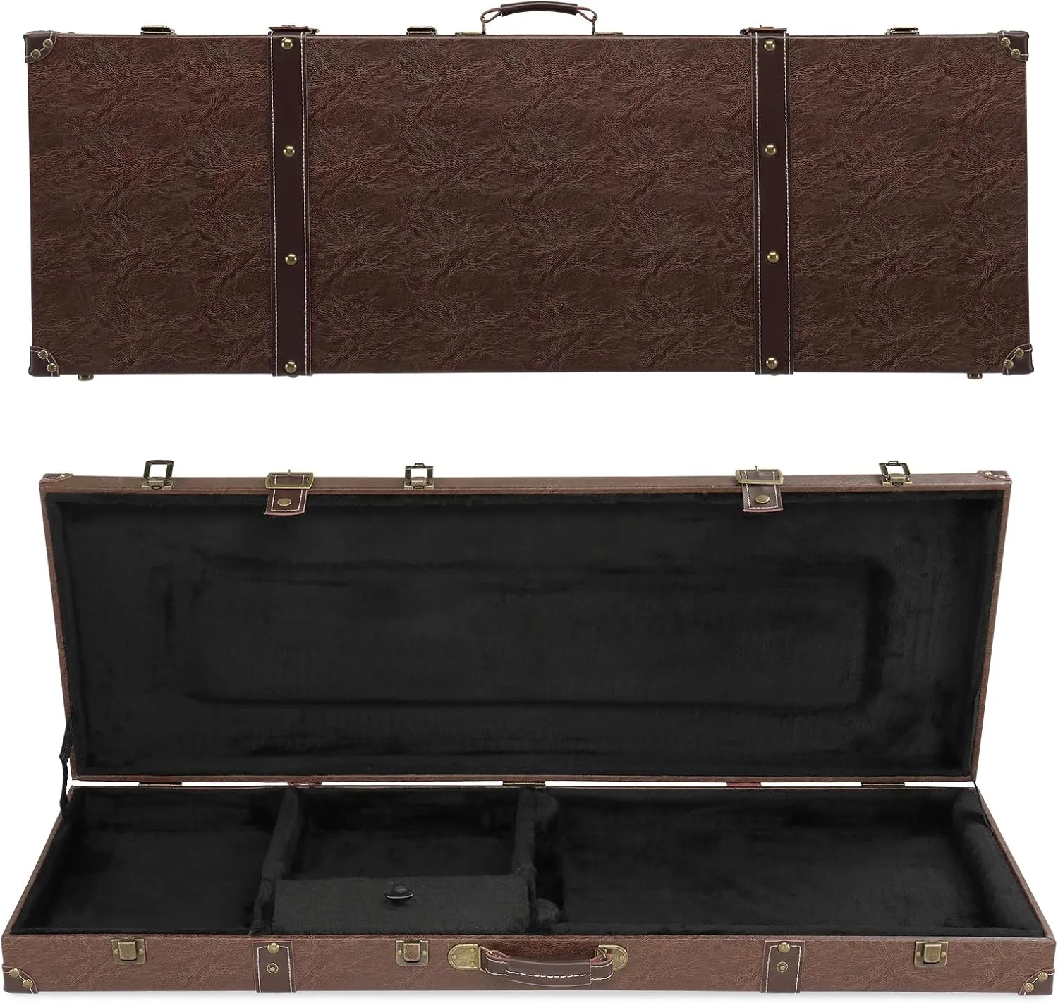 Ktaxon Electric Guitar Hard Case, Rectangle Wooden Standard 39-Inch Electric Guitars Hard-Shell Protective Carrying Case for KST/KTL/170 Model with Lock Latch Padding (Vintage Brown)