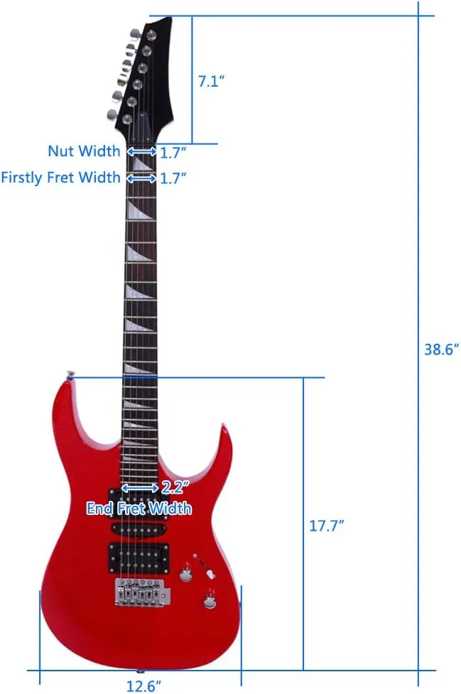 Ktaxon Full-Size Electric Guitar, Solid Body HSH Pickups 170 Guitars Beginner Kit with Gig Bag, Shoulder Strap, Tremolo Arm, Cable, Picks All Accessories (Red)