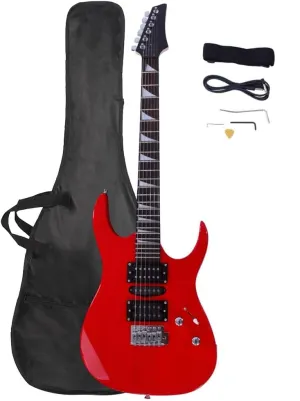Ktaxon Full-Size Electric Guitar, Solid Body HSH Pickups 170 Guitars Beginner Kit with Gig Bag, Shoulder Strap, Tremolo Arm, Cable, Picks All Accessories (Red)