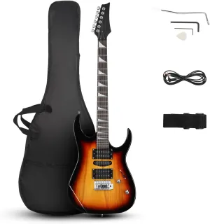 Ktaxon Full-Size Electric Guitar, Solid Body HSH Pickups 170 Guitars Beginner Kit with Gig Bag, Shoulder Strap, Tremolo Arm, Cable, Picks All Accessories (Sunset)