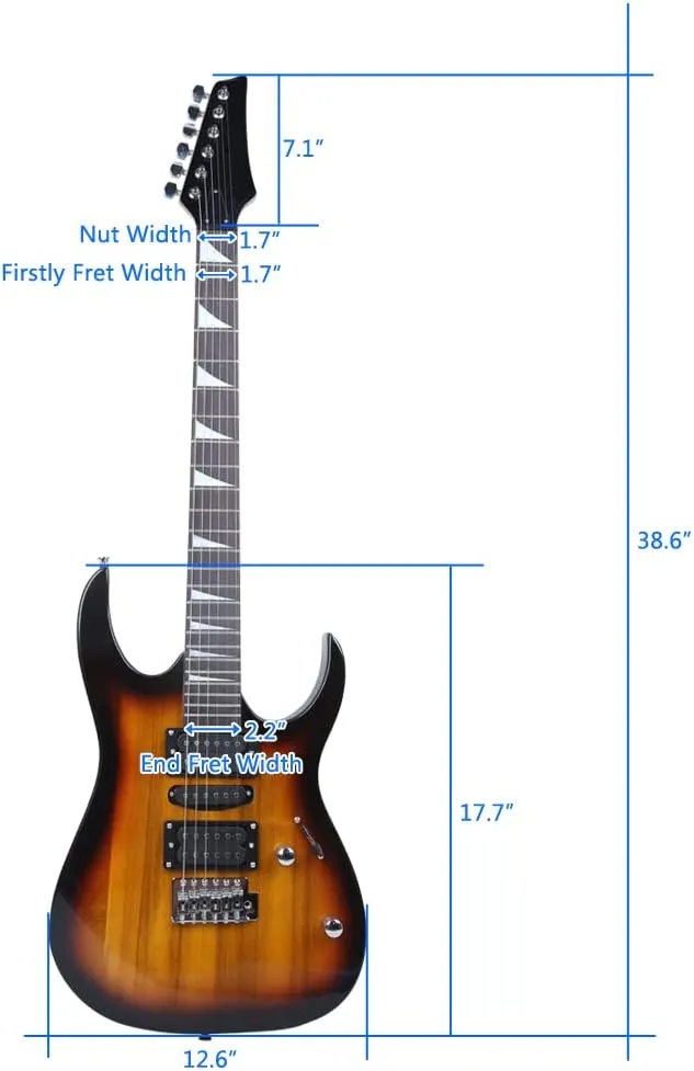 Ktaxon Full-Size Electric Guitar, Solid Body HSH Pickups 170 Guitars Beginner Kit with Gig Bag, Shoulder Strap, Tremolo Arm, Cable, Picks All Accessories (Sunset)