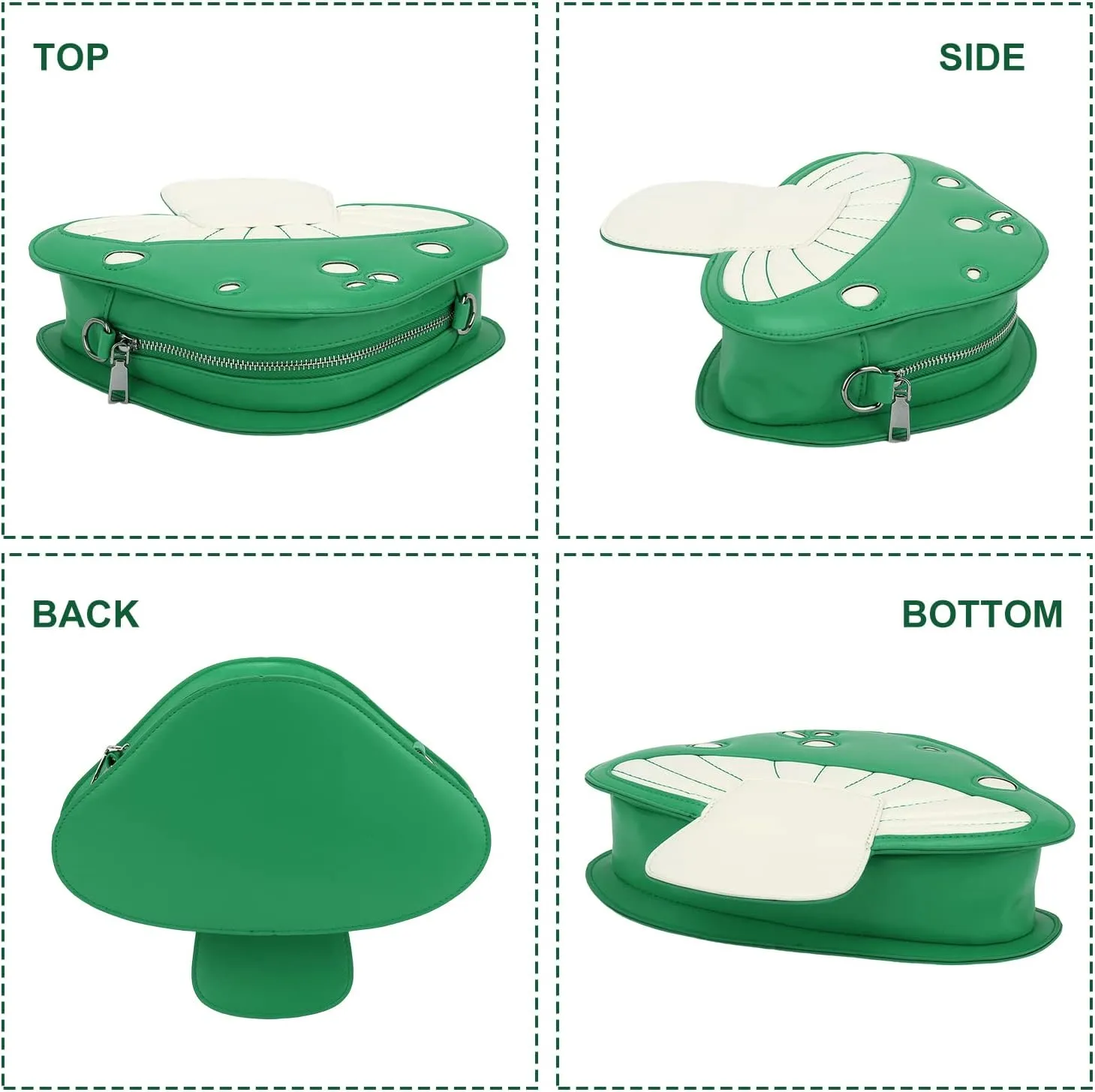 KUANG! Cute Mushroom Shape PU Leather Shoulder Crossbody Bag Chain Satchel Purse