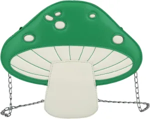 KUANG! Cute Mushroom Shape PU Leather Shoulder Crossbody Bag Chain Satchel Purse