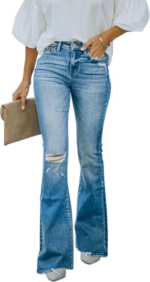 KUNMI Women's Flare Bell Bottom Jeans High Waisted Wide Leg Bootcut Jeans Stretchy Denim Pants