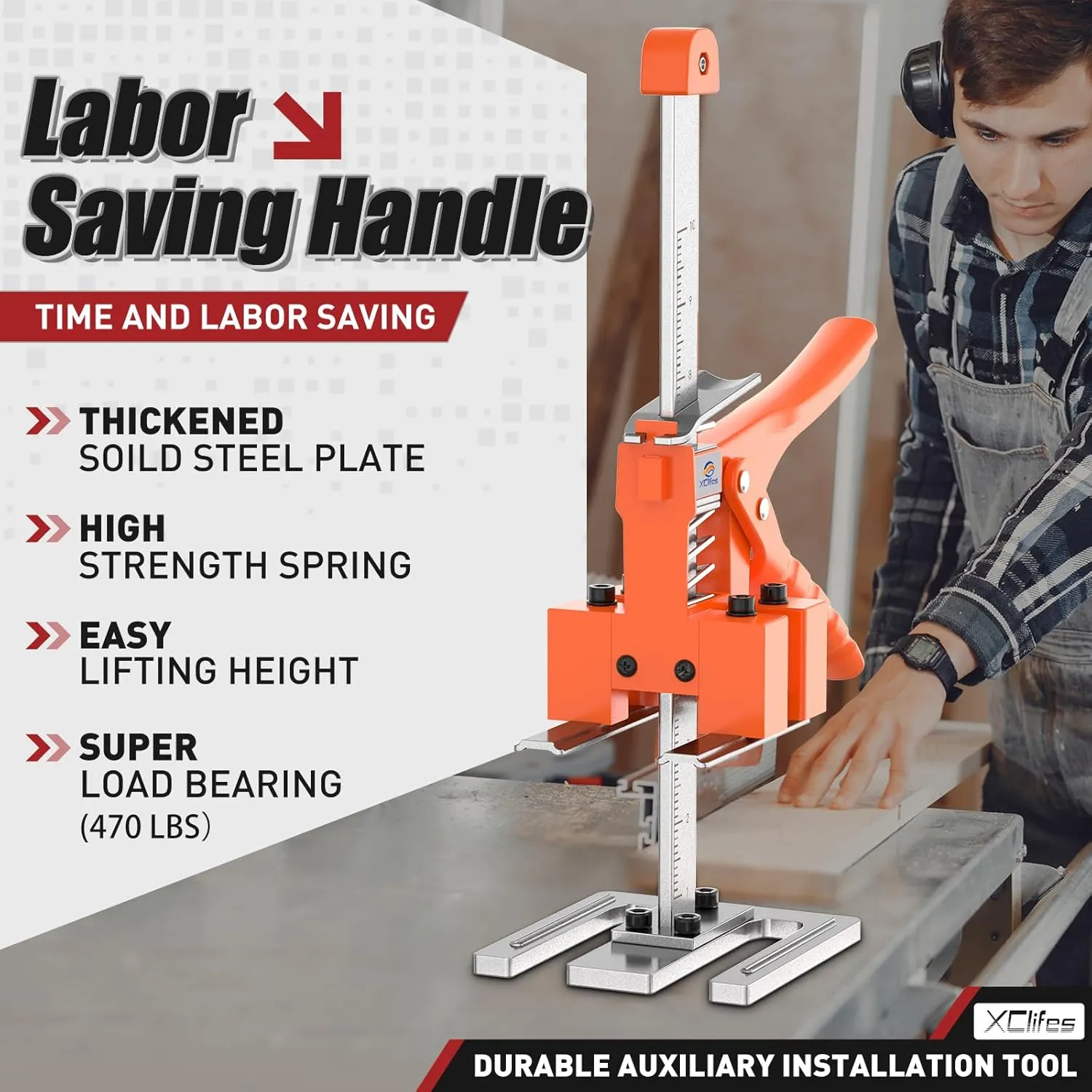 Labor-Saving Handle 2 Pack, Construction Jack, Wall Tile Locator, Multi-Function Height Adjustment Lifting Device, Door Panel Lifting Cabinet Jack, Raised 10 in, Pair Dynamic Load 400 LB