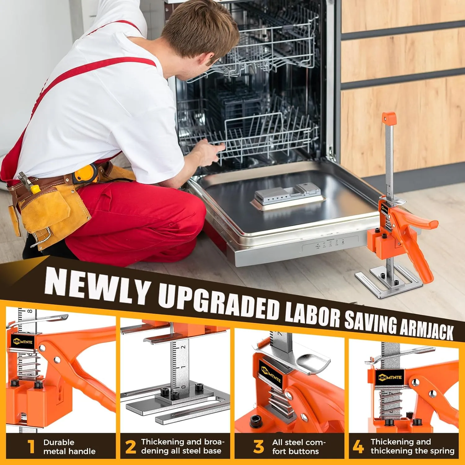 Labor Saving Handle 2 Pack,15 in Construction Jack, Wall Tile Locator, Multi-Function Height Adjustment Lifting Device, Door Panel Lifting Cabinet Jack,Raised 10 in,Load 400LBS [Upgrade]
