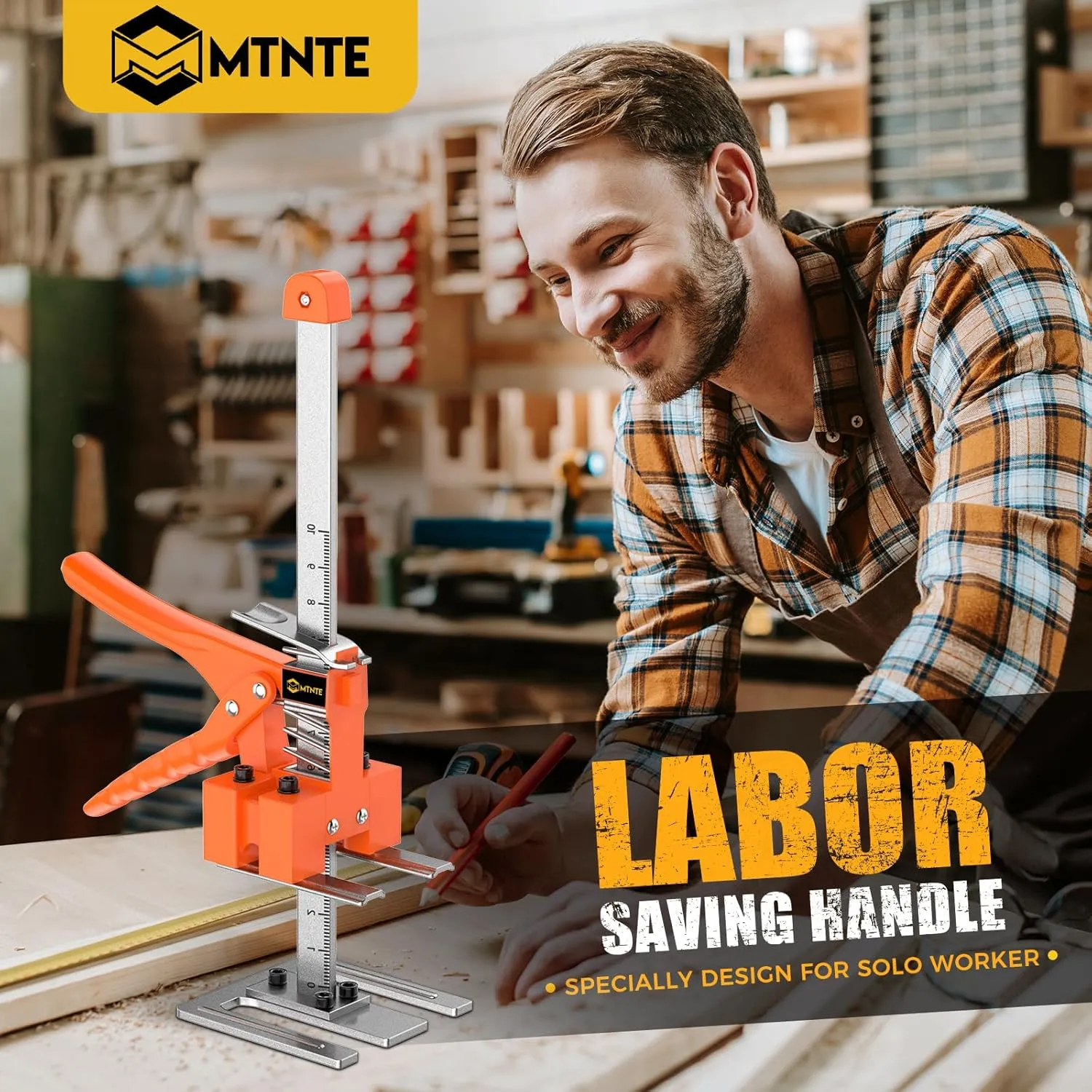 Labor Saving Handle 2 Pack,15 in Construction Jack, Wall Tile Locator, Multi-Function Height Adjustment Lifting Device, Door Panel Lifting Cabinet Jack,Raised 10 in,Load 400LBS [Upgrade]