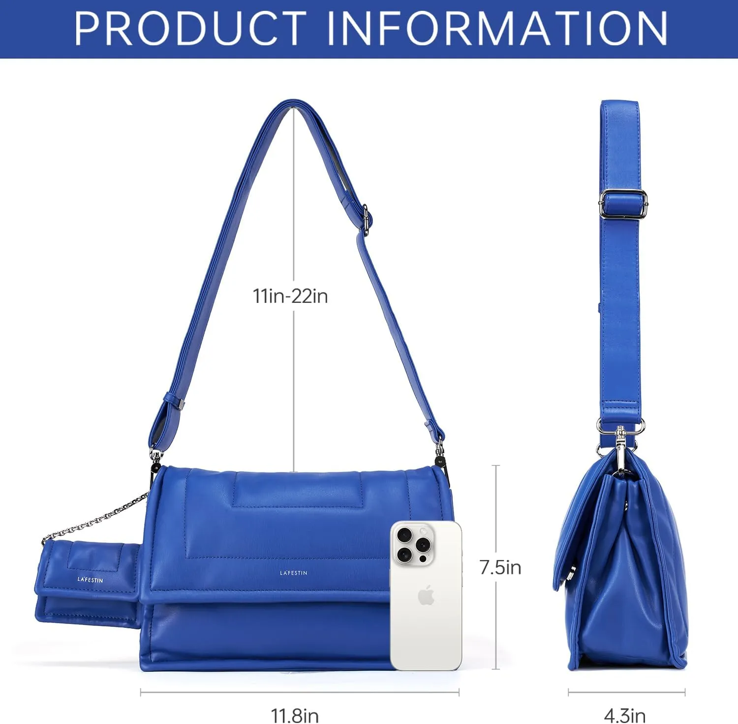 LAFESTIN PU Leather Shoulder Purses For Women With Mini Purse, Large Satchel Bags Adjustable Strap Women's Crossbody Handbags