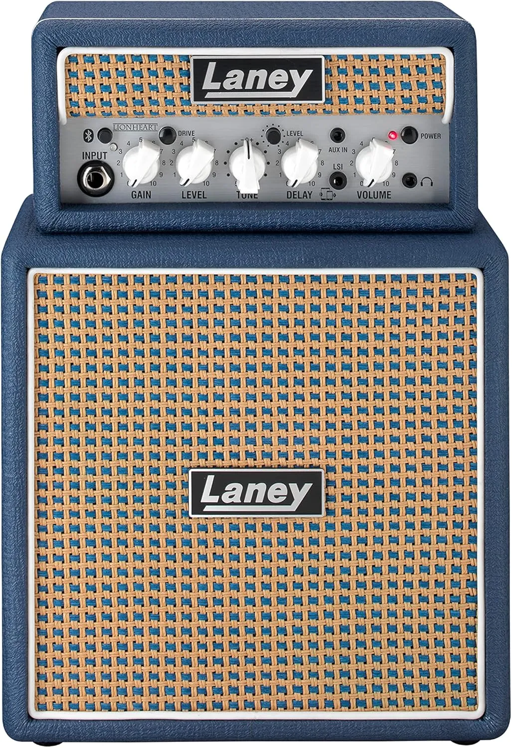 Laney MINISTACK-B-Lion Bluetooth Battery Powered Guitar Amp with Smartphone Interface, Blue (MINISTAK