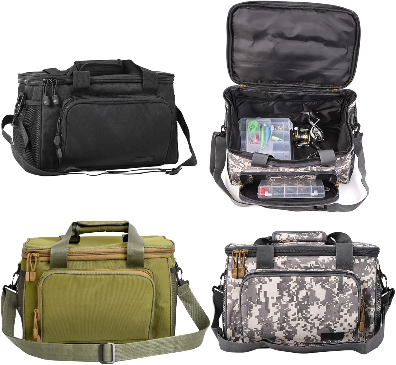 Large Capacity Fishing Tackle Bag Multifunctional Fishing Lure Bag Water Resist Fishing Tackle Bag Tackle Crossbody Bag, A
