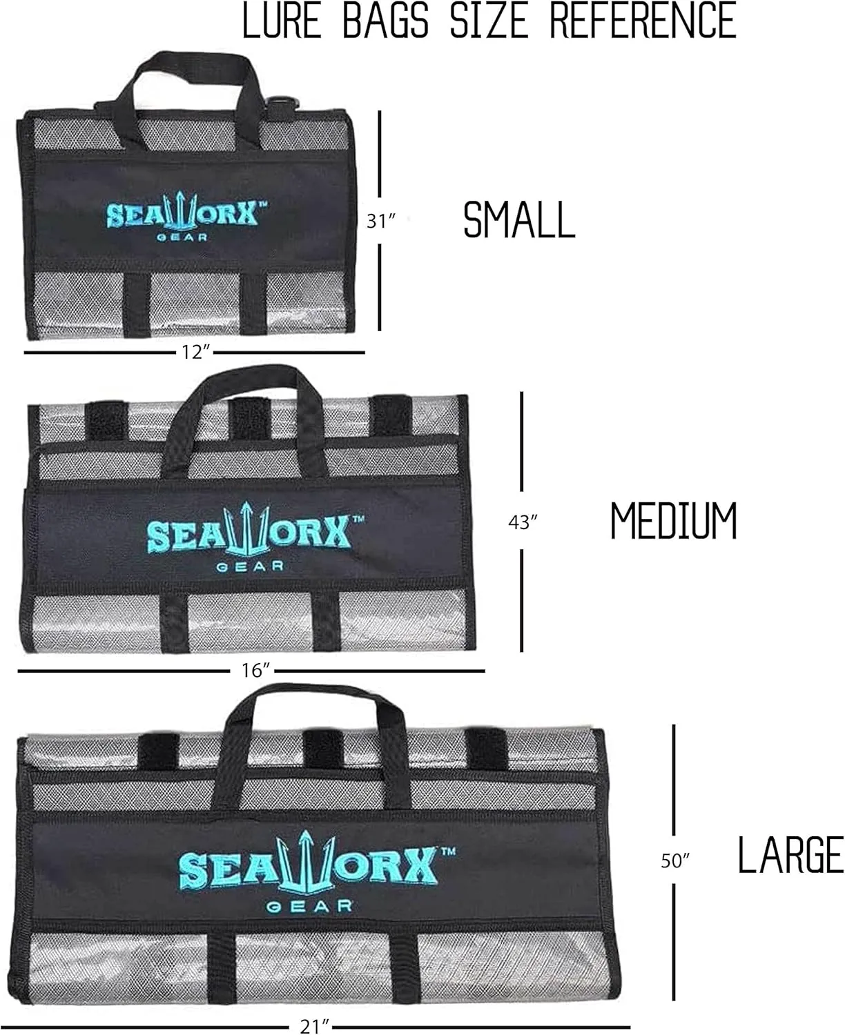 Large Lure Bag, 6 pocket, 50" x 21" - Fishing Tackle Box - Heavy Duty Fishing Bag