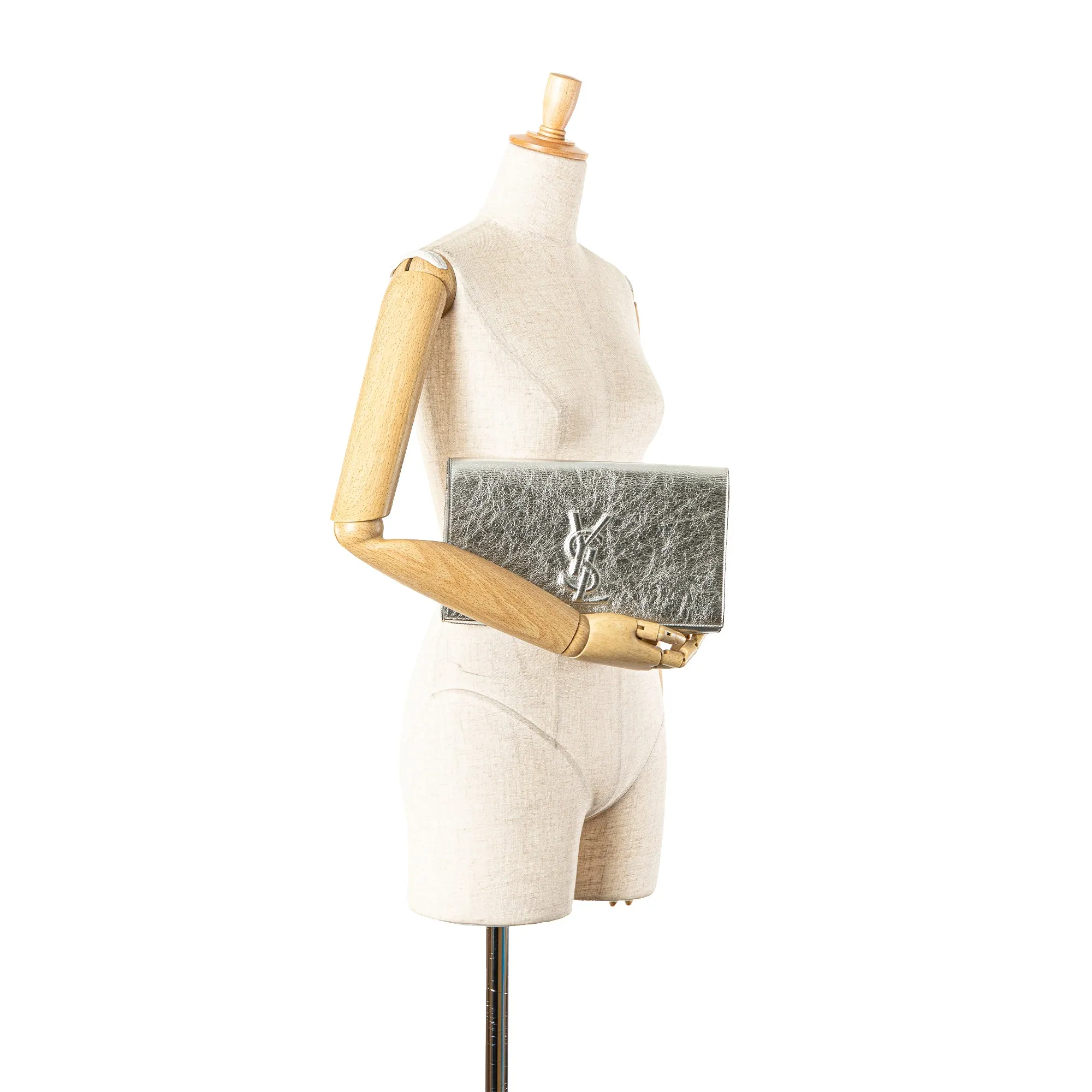 Large Metallic Calfskin Belle De Jour Clutch